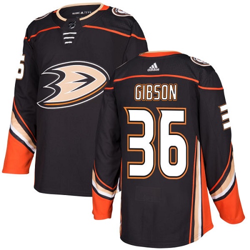 Adidas Ducks #36 John Gibson Black Home Authentic Stitched NHL Jersey